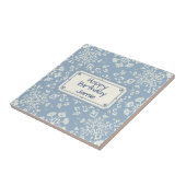 Snowflake pattern blue & white holiday custom name タイル (側面)