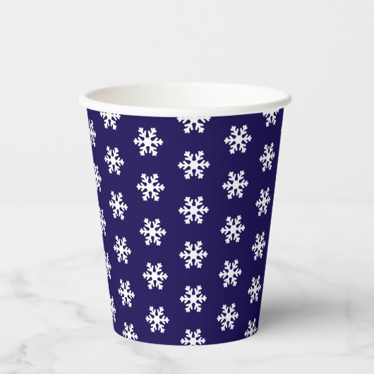 Snowflake Pattern Blue& White Winter 紙コップ (正面)