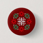 Snowflake Pattern Christmas XMas Round Logo 缶バッジ (正面)