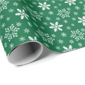 Snowflake pattern green Wrapping Paper ラッピングペーパー (ロールコーナー)