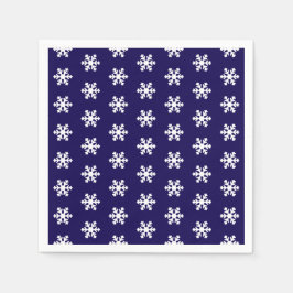 Snowflake Pattern Navy Blue& White Winter スタンダードカクテルナプキン