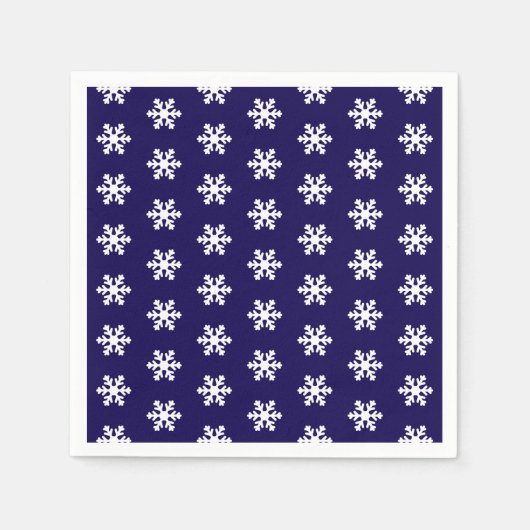 Snowflake Pattern Navy Blue& White Winter スタンダードカクテルナプキン (正面)