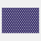 Snowflake Pattern Navy Blue& White Winter ラッピングペーパーシート (正面2)