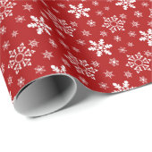 Snowflake pattern red Wrapping Paper ラッピングペーパー (ロールコーナー)
