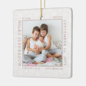 Snowflake Photo Frame Baby Birth Stats Natural セラミックオーナメント (左)