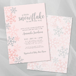 Snowflake Pink Winter Baby Shower 招待状