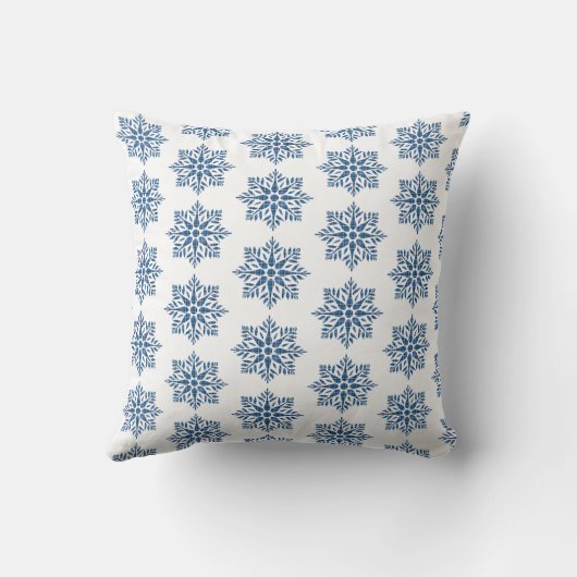 Snowflake Plaid Pattern Blue Holiday クッション (裏面)