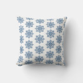 Snowflake Plaid Pattern Blue Holiday クッション (正面)