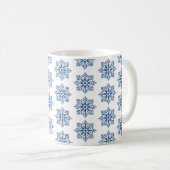 Snowflake Plaid Pattern Blue Holiday コーヒーマグカップ (正面右)