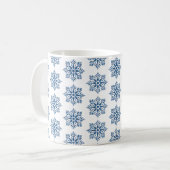 Snowflake Plaid Pattern Blue Holiday コーヒーマグカップ (正面左)