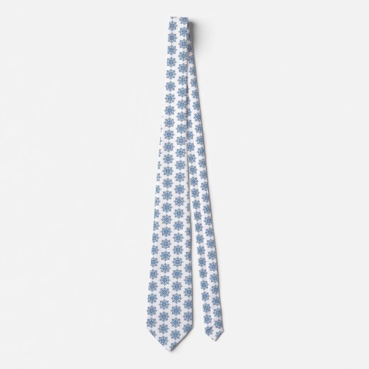 Snowflake Plaid Pattern Blue Holiday Neck Tie ネクタイ (正面)