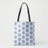 Snowflake Plaid Pattern Blue Holiday Tote Bag トートバッグ (正面)