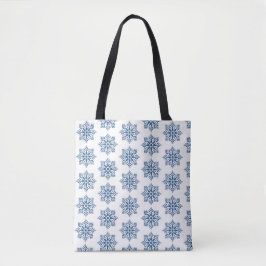 Snowflake Plaid Pattern Blue Holiday Tote Bag トートバッグ