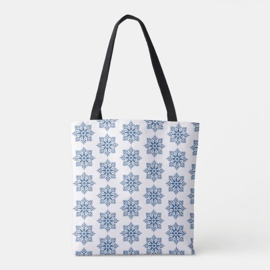 Snowflake Plaid Pattern Blue Holiday Tote Bag トートバッグ (裏面)
