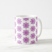Snowflake Plaid Pattern Pink Holiday コーヒーマグカップ (正面右)