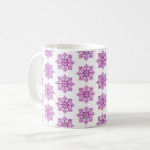 Snowflake Plaid Pattern Pink Holiday コーヒーマグカップ (正面左)