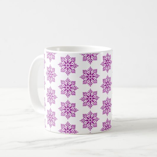 Snowflake Plaid Pattern Pink Holiday コーヒーマグカップ (正面左)