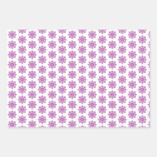 Snowflake Plaid Pattern Pink Holiday ラッピングペーパーシート (正面)