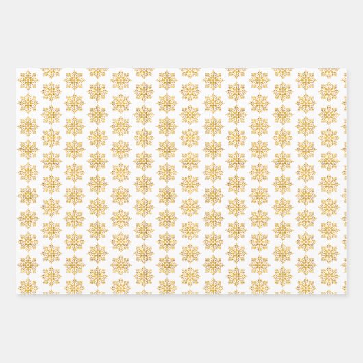 Snowflake Plaid Pattern Yellow ラッピングペーパーシート (正面3)