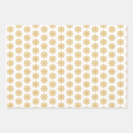 Snowflake Plaid Pattern Yellow ラッピングペーパーシート