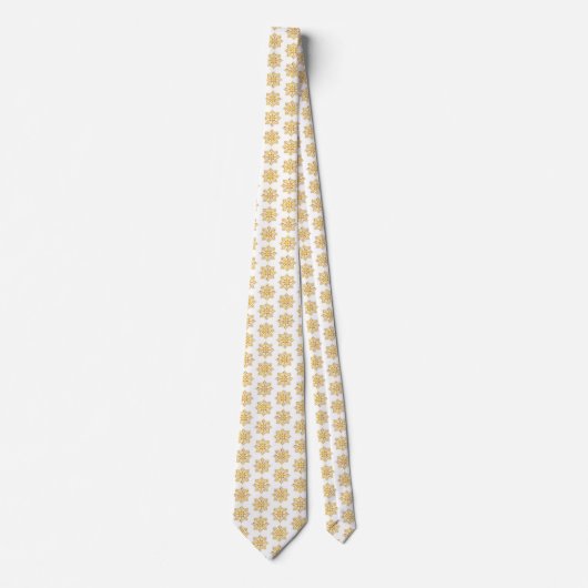 Snowflake Plaid Pattern Yellow Neck Tie ネクタイ (正面)