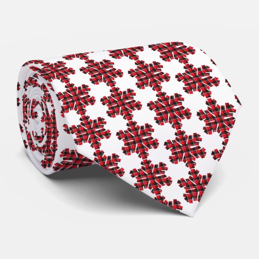 Snowflake Plaid Red Black Buffalo Neck Tie ネクタイ (ロール)