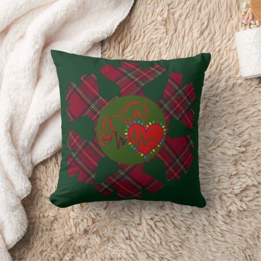 Snowflake Plaid Throw Pillow クッション (ブランケット)