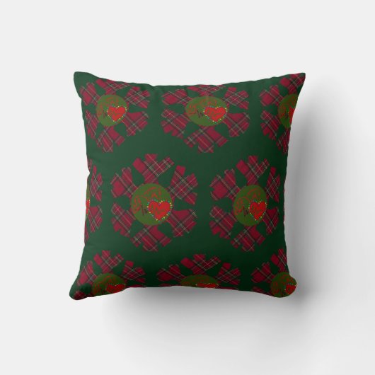 Snowflake Plaid Throw Pillow クッション (裏面)