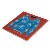 Snowflake Red Blue Ugly Sweater Fun Holiday Tile タイル (側面)