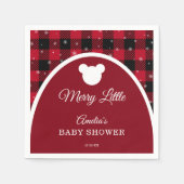 Snowflake Red Plaid Merry Little Baby Shower スタンダードカクテルナプキン (正面)
