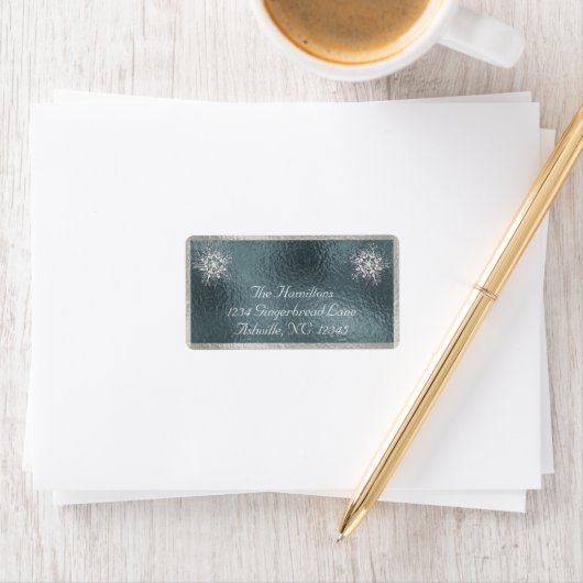 Snowflake & Ribbon Holiday Return Address - Silver ラベル (インサイチュ)