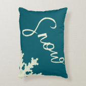 Snowflake script blue slate butter elegant winter アクセントクッション (正面(垂直))