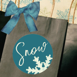 Snowflake script blue slate butter elegant winter ラウンドシール