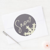 Snowflake script sugarplum purple butter cream ラウンドシール (封筒)