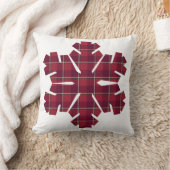 Snowflake Shaped Plaid Red Burgundy クッション (ブランケット)