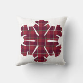 Snowflake Shaped Plaid Red Burgundy クッション (裏面)
