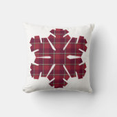 Snowflake Shaped Plaid Red Burgundy クッション (正面)