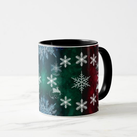 Snowflake Silhouettes Combo Christmas Mug  マグカップ (正面右)