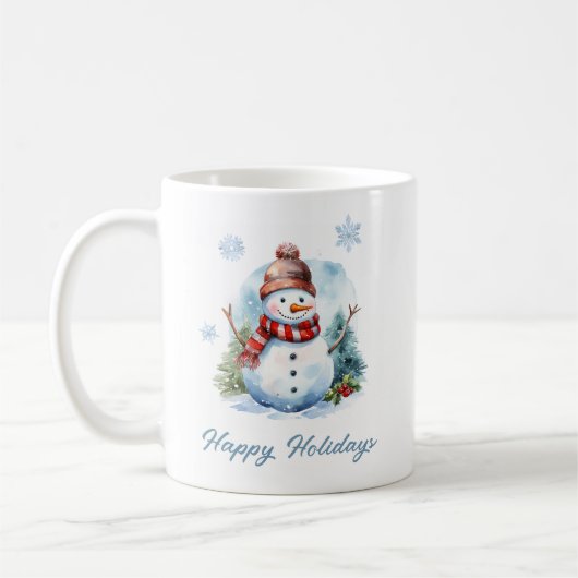 Snowflake Snowman Mug – Custom Winter Gift コーヒーマグカップ (左)