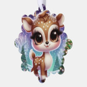 Snowflake Sparkle Baby Reindeer オーナメントカード (左)