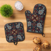 Snowflake Symphony in Christmas 鍋つかみ&鍋敷きセット (トップダウン)