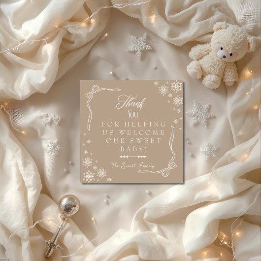 Snowflake Taupe 産科 NICU 病院  サンキューカード