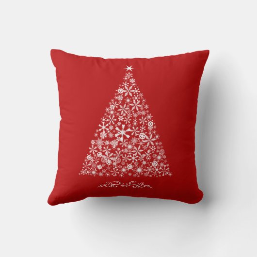 Snowflake Tree on Red クッション (裏面)
