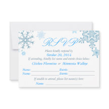 Snowflake Weding RSVPカード(Malibu Silver)