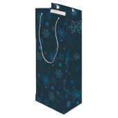 Snowflake winter blue seamless pattern ワインギフトバッグ (裏面アングル)