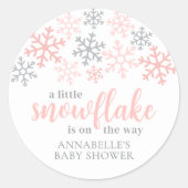 Snowflake Winter Girl Baby Shower ラウンドシール (正面)