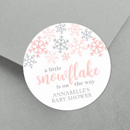 Snowflake Winter Girl Baby Shower ラウンドシール