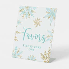 Snowflake Winter Shower Favors Pedestal Sign 台座サイン