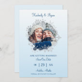 Snowflake Winter Themed for Wedding Romantic Photo セーブザデート (正面/裏面)