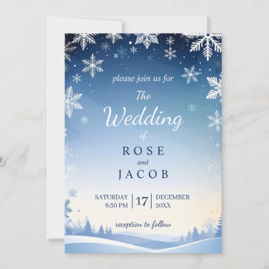 Snowflake Winter Wedding Invitation 招待状 (正面)